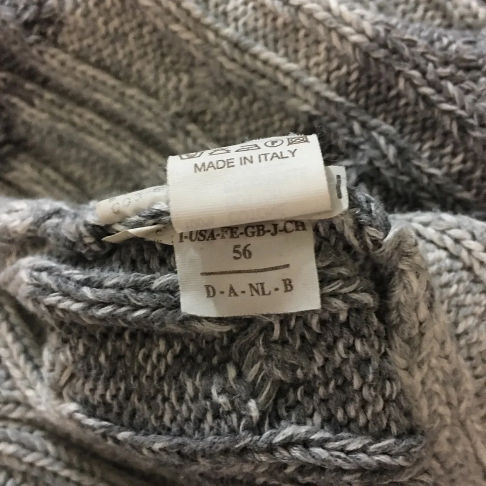 Brunello Cucinelli Men’s Gray‎ Striped Cable Knit Pullover Sweater